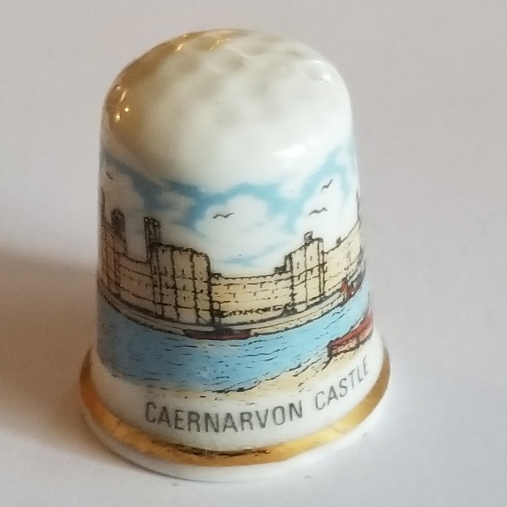 Vintage thimble Caernarvon castle Caernarfon UK United Kingdom